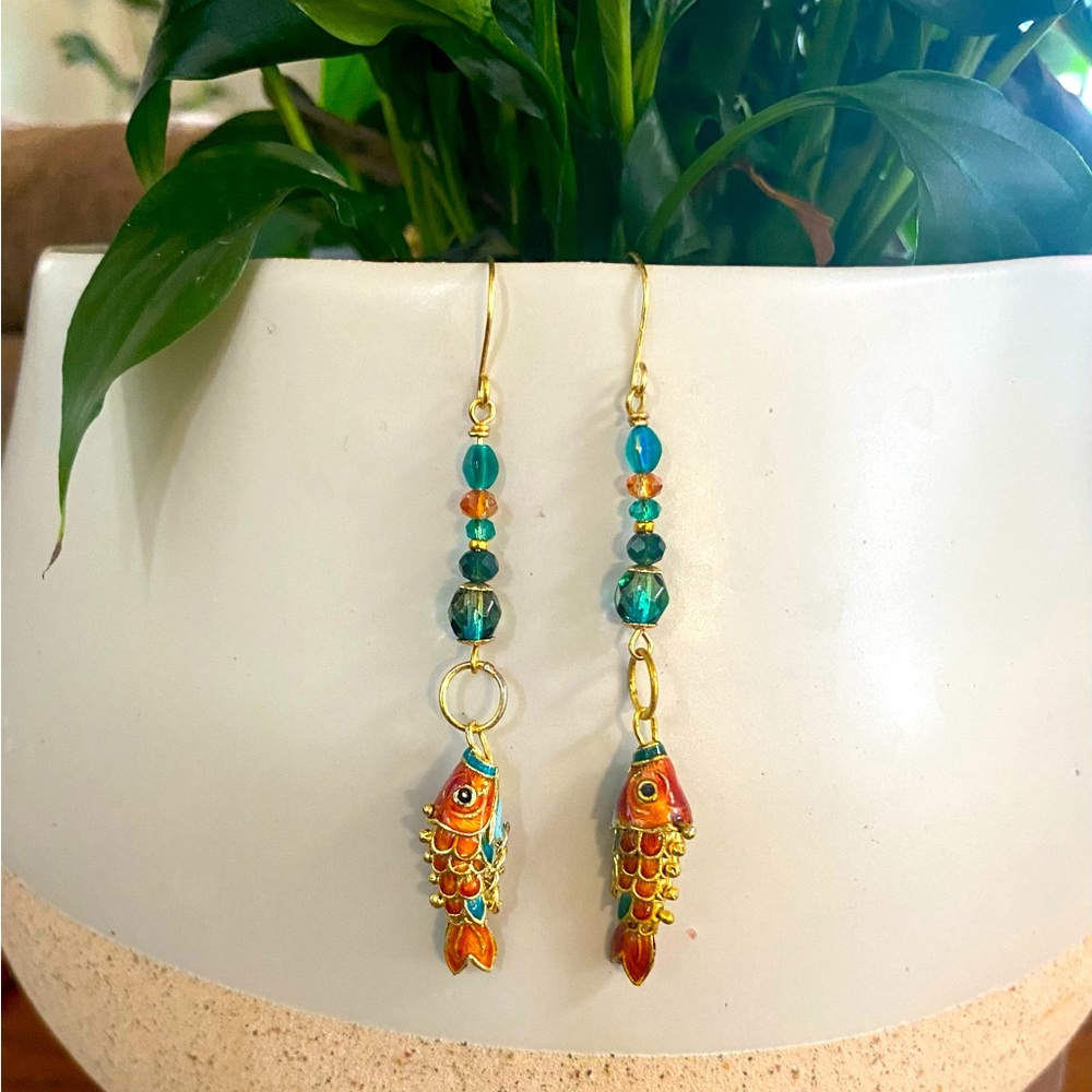Cloisonné Fish Earrings